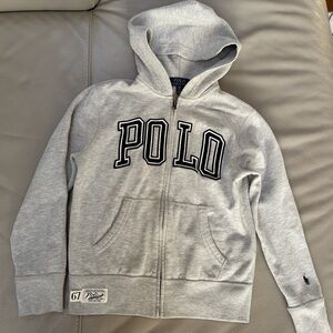Polo RALPH LAUREN Boys Grey Logo Zip Up Top size S (8)